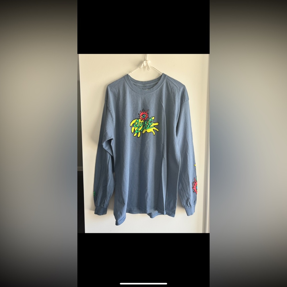 Quiet Life. Long Sleeve Tee , large. Blue